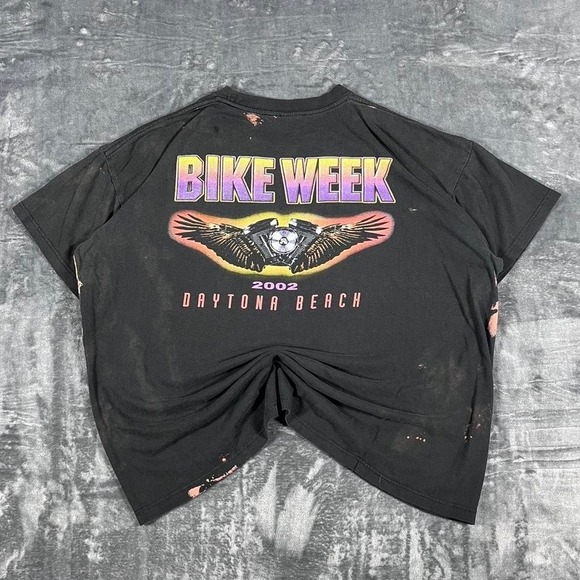 2002 Daytona Beach Bike Week Tie Dye Black & Orange - no size tag - Picture 5 of 7